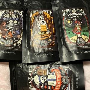 Good Morning! Skull (CoffeeCupLogo) Bones Coffee 4pcs See Pic/Site for Desc